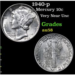 1940-p Mercury Dime 10c Grades Choice AU/BU Slider