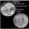 Image 1 : 1940-p Mercury Dime 10c Grades Choice AU/BU Slider