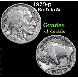 1923-p Buffalo Nickel 5c Grades vf details