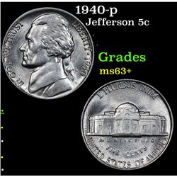 1940-p Jefferson Nickel 5c Grades Select+ Unc