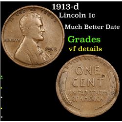 1913-d Lincoln Cent 1c Grades vf details