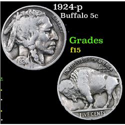 1924-p Buffalo Nickel 5c Grades f+