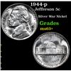 Image 1 : 1944-p Jefferson Nickel 5c Grades Select+ Unc