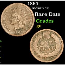 1865 Indian Cent 1c Grades g+