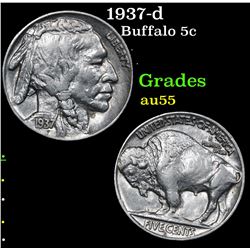 1937-d Buffalo Nickel 5c Grades Choice AU
