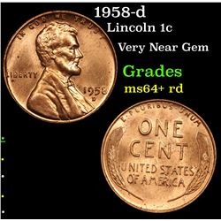 1958-d Lincoln Cent 1c Grades Choice+ Unc RD