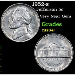1952-s Jefferson Nickel 5c Grades Choice+ Unc