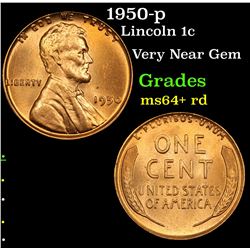 1950-p Lincoln Cent 1c Grades Choice+ Unc RD