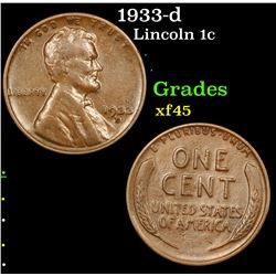 1933-d Lincoln Cent 1c Grades xf+