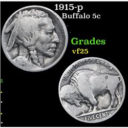 1915-p Buffalo Nickel 5c Grades vf+