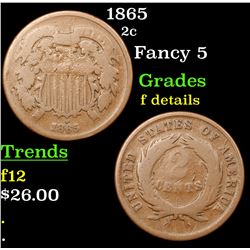 1865 Two Cent Piece 2c Grades f details