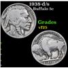 Image 1 : 1938-d/s Buffalo Nickel 5c Grades vf+