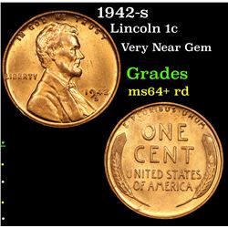 1942-s Lincoln Cent 1c Grades Choice+ Unc RD