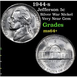 1944-s Jefferson Nickel 5c Grades Choice+ Unc