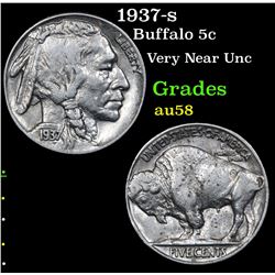 1937-s Buffalo Nickel 5c Grades Choice AU/BU Slider