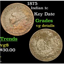 1875 Indian Cent 1c Grades vg details