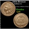 Image 1 : 1864 Bronze Indian Cent 1c Grades vg+