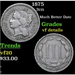 1875 Three Cent Copper Nickel 3cn Grades vf details