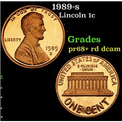 1989-s Lincoln Cent 1c Grades Gem++ Proof Red Deep cameo