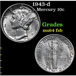 1943-d Mercury Dime 10c Grades Choice Unc FSB
