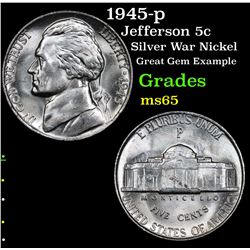 1945-p Jefferson Nickel 5c Grades GEM Unc