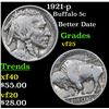 Image 1 : 1921-p Buffalo Nickel 5c Grades vf+