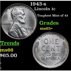 1943-s Lincoln Cent 1c Grades GEM+ Unc