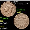 Image 1 : 1836 Coronet Head Large Cent 1c Grades vg+