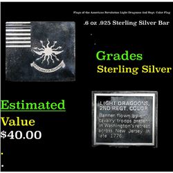 Flags of the American Revolution Light Dragoons 2nd Regt. Color Flag .6 oz .925 Sterling Silver Bar 