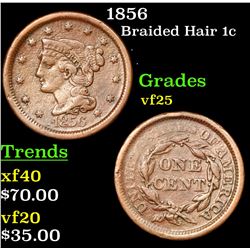 1856 Braided Hair Large Cent 1c Grades vf+