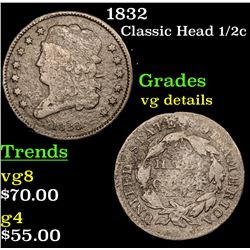 1832 Classic Head half cent 1/2c Grades vg details