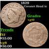 Image 1 : 1829 Coronet Head Large Cent 1c Grades vg+