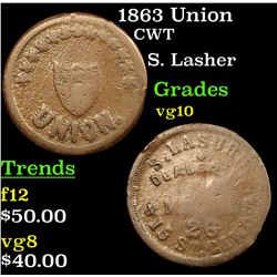 1863 Union Civil War Token 1c Grades vg+