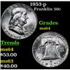 Image 1 : 1953-p Franklin Half Dollar 50c Grades Choice Unc