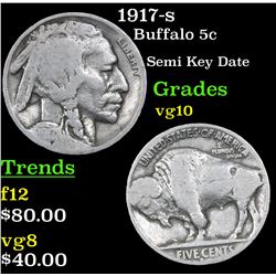 1917-s Buffalo Nickel 5c Grades vg+