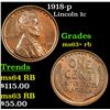 Image 1 : 1918-p Lincoln Cent 1c Grades Select+ Unc RB