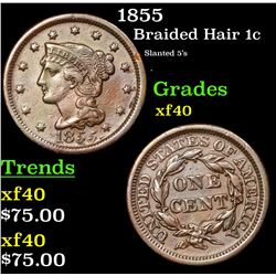 1855 Braided Hair Large Cent 1c Grades xf