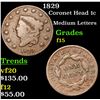 Image 1 : 1829 Coronet Head Large Cent 1c Grades f+