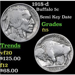 1918-d Buffalo Nickel 5c Grades f+