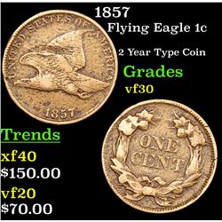 1857 Flying Eagle Cent 1c Grades vf++