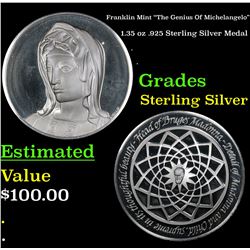 Franklin Mint "The Genius Of Michelangelo" 1.35 oz .925 Sterling Silver Medal Grades