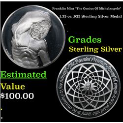 Franklin Mint "The Genius Of Michelangelo" 1.35 oz .925 Sterling Silver Medal Grades