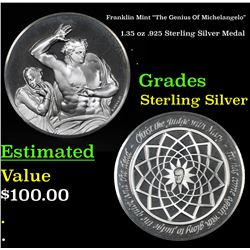 Franklin Mint "The Genius Of Michelangelo" 1.35 oz .925 Sterling Silver Medal Grades