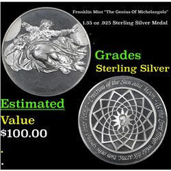 Franklin Mint "The Genius Of Michelangelo" 1.35 oz .925 Sterling Silver Medal Grades