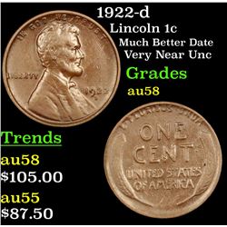 1922-d Lincoln Cent 1c Grades Choice AU/BU Slider