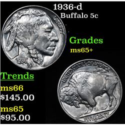 1936-d Buffalo Nickel 5c Grades GEM+ Unc