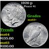 Image 1 : 1926-p Peace Dollar $1 Grades Select+ Unc