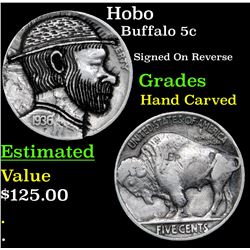 Hobo Buffalo Nickel 5c Grades Hand Carved