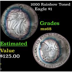 2000 Rainbow Toned Silver Eagle Dollar $1 Grades GEM+++ Unc