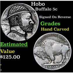 Hobo Buffalo Nickel 5c Grades Hand Carved